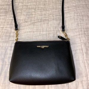 Karl Lagerfeld crossbody purse. Black & gold.